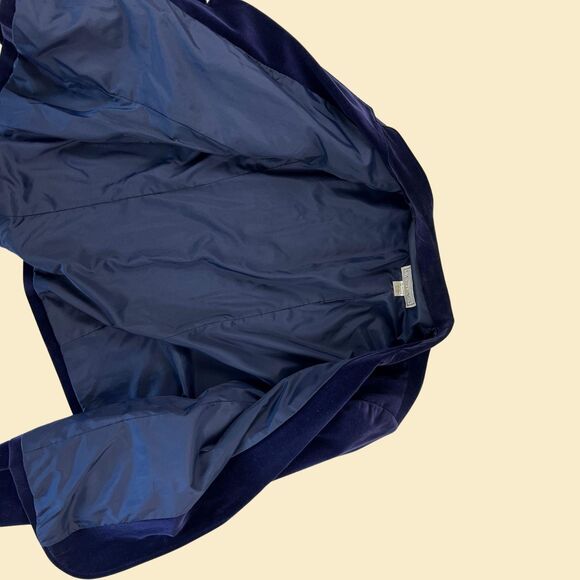 1970s blue velour blazer jacket by Catherines, vintage womens size 48 jacket - Picture 9 of 10